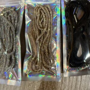Sparkle silver or champagne colored hoodie tie strings