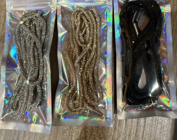 Sparkle silver or champagne colored hoodie tie strings
