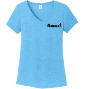 Bad Girls Turquoise Frost V-Neck T-Shirt (Front Logo)