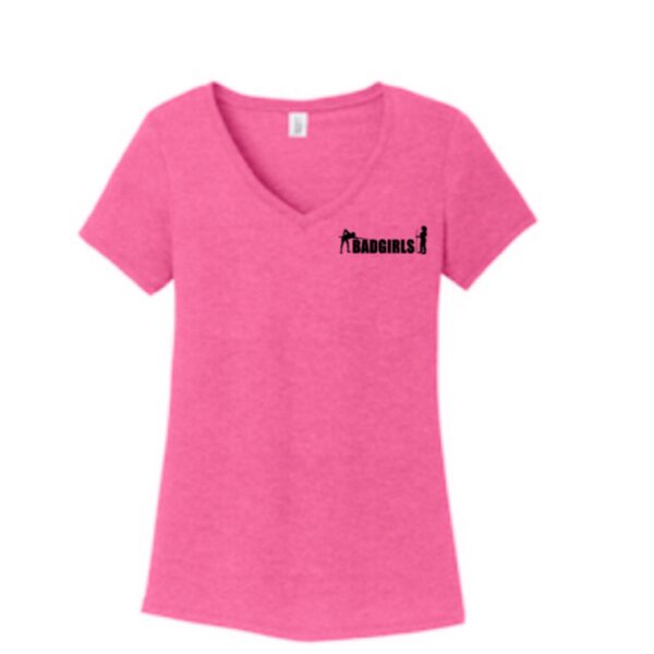 Bad Girls Fuchsia Frost V-Neck T-Shirt (Front Logo))