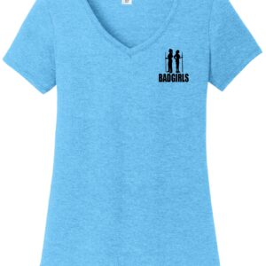 Bad Girls Turquoise Frost with Black V-Neck T-Shirt (front and back logo)