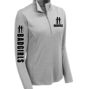 Bad Girls Light Grey Heather 1/4 Zip Pullover (logo front and sleeve)
