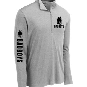 Bad Boys Light Grey Heather 1/4 Pullover (logo front and sleeve)