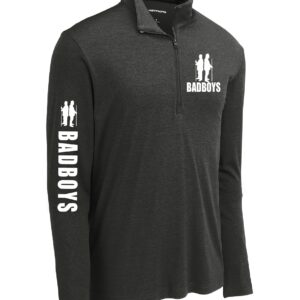 Bad Boys Black Heather 1/4 Pullover (logo front and sleeve)
